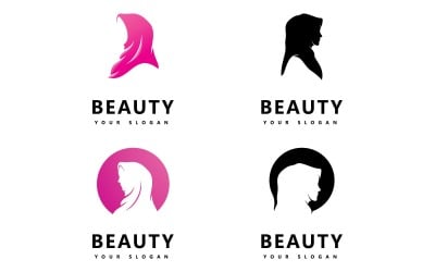Piękno Hidżab Store Logo Design Vector V5