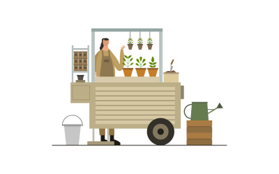 Plant shop illustrated in vector on a white background
