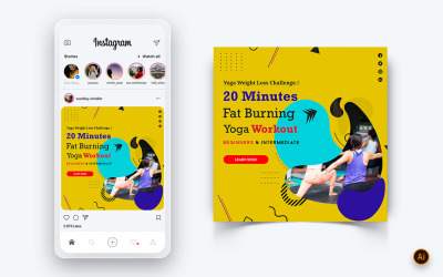 Modèle de conception de publication Instagram sur les médias sociaux pour le yoga et la méditation-02