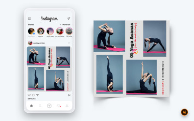 Modèle de conception de publication Instagram sur les médias sociaux pour le yoga et la méditation-06
