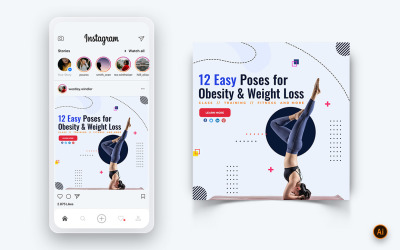 Modèle de conception de publication Instagram sur les médias sociaux pour le yoga et la méditation-08