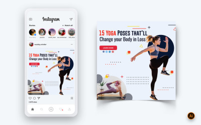 Modèle de conception de publication Instagram sur les médias sociaux pour le yoga et la méditation-13