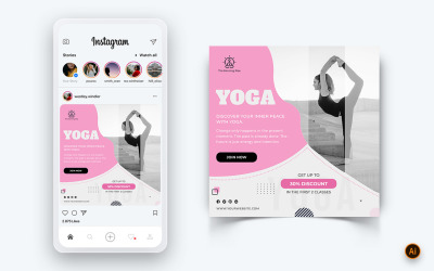 Modèle de conception de publication Instagram sur les médias sociaux pour le yoga et la méditation-24