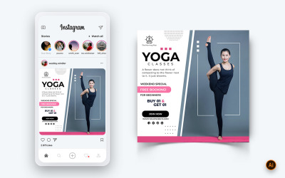 Modèle de conception de publication Instagram sur les médias sociaux pour le yoga et la méditation-36