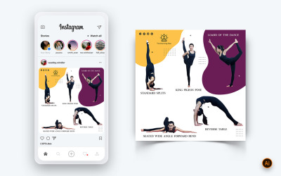 Modèle de conception de publication Instagram sur les médias sociaux pour le yoga et la méditation-42