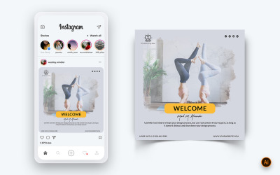 Modèle de conception de publication Instagram sur les médias sociaux pour le yoga et la méditation-49