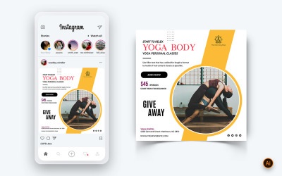 Modèle de conception de publication Instagram sur les médias sociaux pour le yoga et la méditation-52
