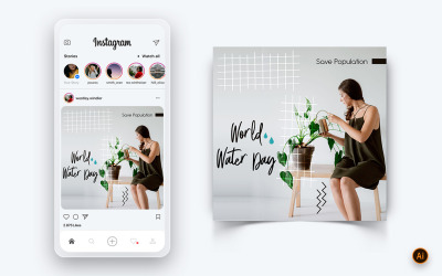 Modello di progettazione post Instagram per social media per la Giornata mondiale dell&amp;#39;acqua-17
