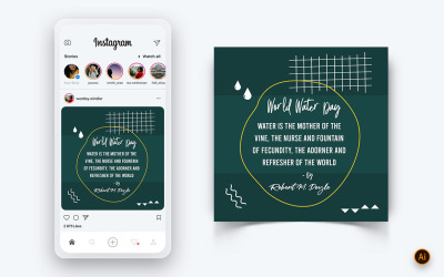 Modello di progettazione post Instagram per social media per la Giornata mondiale dell&amp;#39;acqua-21