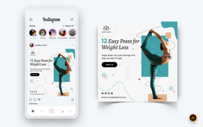 Yoga and Meditation Social Media Instagram Post Design Template-25