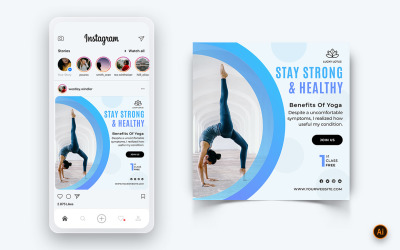 Yoga and Meditation Social Media Instagram Post Design Template-26
