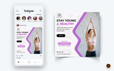 Yoga och meditation Sociala medier Instagram Post Design Mall-31