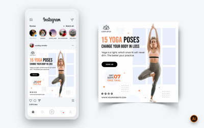 Yoga und Meditation Social Media Instagram Post Design Template-30