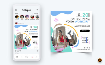 Yoga ve Meditasyon Sosyal Medya Instagram Post Tasarım Şablonu-20