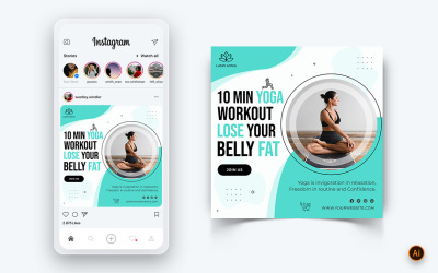 Yoga ve Meditasyon Sosyal Medya Instagram Post Tasarım Şablonu-28