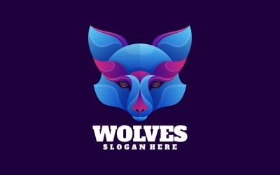 Head Wolf Gradient Logo Style