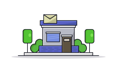 Postal office illustrated on background