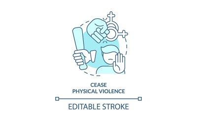 Arrêter la violence physique Turquoise Concept Icon