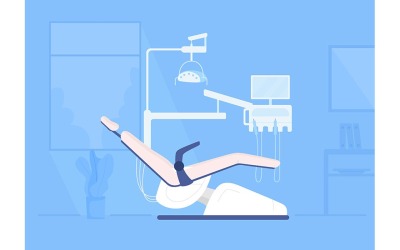 Cadeira de dentista em ilustração vetorial de cor clínica