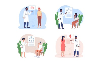 Checkup of patients organs illustrations set