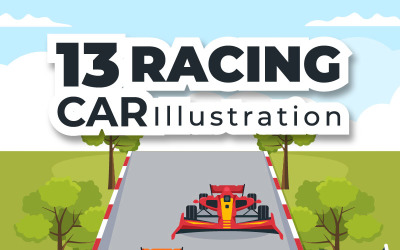 13 Formule Závodní Sportovní Auto Ilustrace