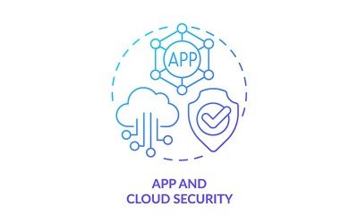 App- en cloudbeveiligingspictogram blauw verloopconcept