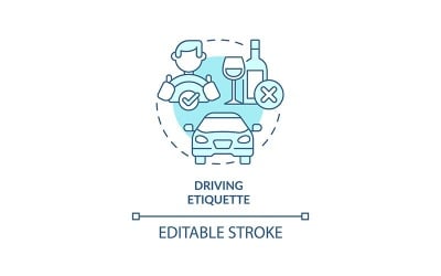 Driving Etiquette Turquoise Concept Icon