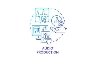 Icona del concetto di sfumatura blu di produzione audio