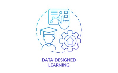 Icono de concepto de gradiente azul de aprendizaje diseñado por datos