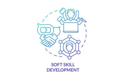 Icono de concepto de gradiente azul de desarrollo de habilidades blandas