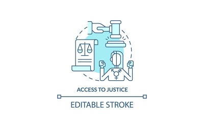 Icono de concepto turquesa de acceso a la justicia