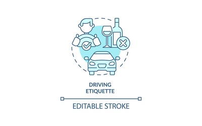 Icono de concepto turquesa de etiqueta de conducción