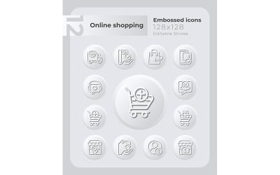 Набор иконок с тиснением для электронной коммерции