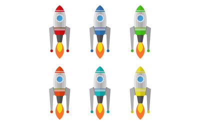 Rocket illustrated and colored in vector on background