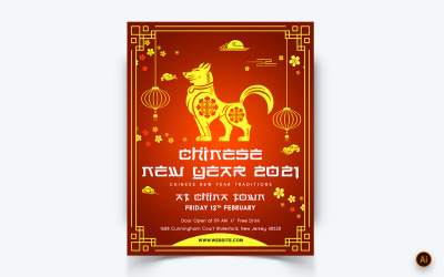 Шаблон оформления ленты Instagram в социальных сетях для празднования китайского Нового года Template-08