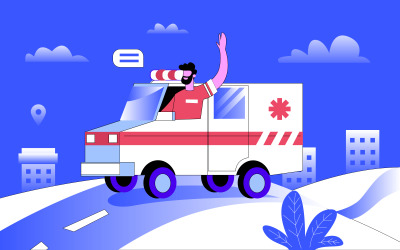 Service d&amp;#39;ambulance du concept d&amp;#39;illustration vectorielle gratuite de l&amp;#39;hôpital