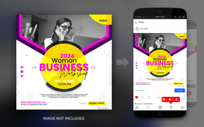 Taller de negocios en línea en vivo para mujeres y plantilla de diseño de publicaciones corporativas