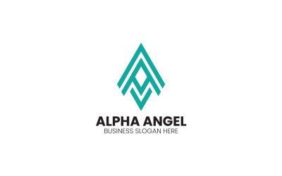 A, AA betű Alpha Angel logó tervezősablon