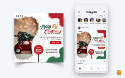 Offre de Noël Vente Célébration Modèle de conception de publication Instagram sur les médias sociaux-11