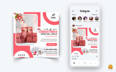 Offre de Noël Vente Célébration Modèle de conception de publication Instagram sur les médias sociaux-12