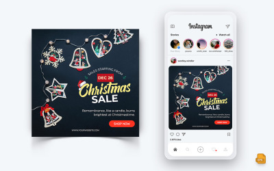 Offre de Noël Vente Célébration Modèle de conception de publication Instagram sur les médias sociaux-15