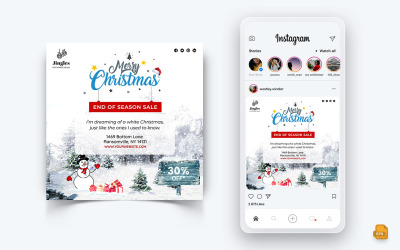 Offre de Noël Vente Célébration Modèle de conception de publication Instagram sur les médias sociaux-16