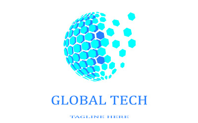 Vector de plantilla de logotipo de tecnología global