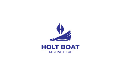 H bokstaven Holt Båtsändningsfartyg Logotypdesignmall