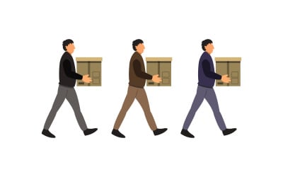 Man holds box illustrated in vector on background