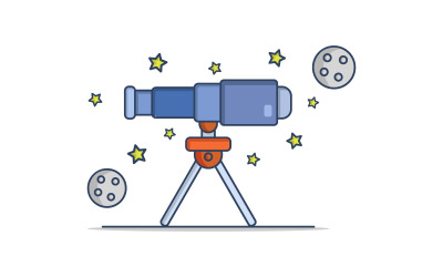 Vektör arka planda gösterilen teleskop