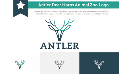 Asta Ciervo Cuernos Fauna Animal Zoológico Logotipo elegante