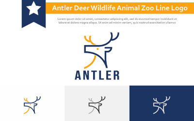 Boynuz Geyik Wildlife Hayvan Hayvanat Bahçesi Line Logo
