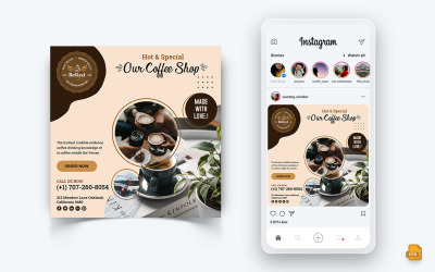 Conception de publication Instagram de médias sociaux de café-14