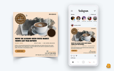 Conception de publication Instagram de médias sociaux de café-15